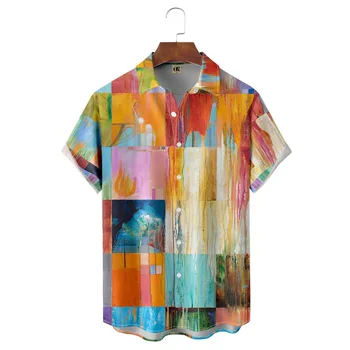 Мужская Гавайская рубашка в полоску с коротким рукавом и принтом, Высококачественная Свободная и Дышащая Летняя готическая Винтажная Одежда Dazn