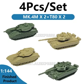 4 шт./компл. Модель танка Второй мировой войны T-80 MK4 в сборе, 3D головоломка, Тигр T34, Сцена охоты, модель песочного стола, Готовая игрушка
