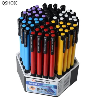 QSHOIC Bule INK Завод прямых Продаж Оптом 60 шт./лот Офисная Рекламная Шариковая ручка Click Ball Pen Многоцветная Пластиковая ручка