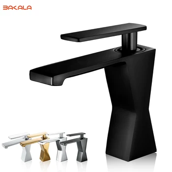 Современные смесители для раковины BAKALA, Черный смеситель для ванной комнаты, Латунный смеситель для умывальника с одной ручкой, Элегантный кран для ванной комнаты