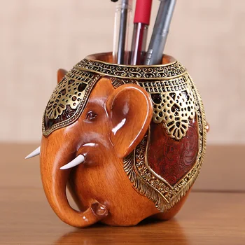 Бесплатная доставка Милый слон с добрым пожеланием настольный держатель ручки Настольный Органайзер