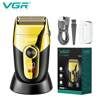 VGR Shaver Профессиональный Триммер для волос Водонепроницаемая Бритва Поршневой станок для бритья с цифровым дисплеем Бритвы для бритья мужчин V-383