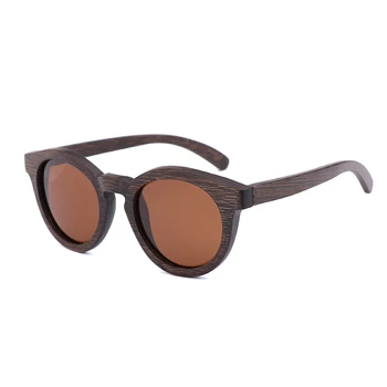 Фирменные круглые солнцезащитные очки в стиле Ретро Для мужчин и женщин, Поляризованные очки UV400, Солнцезащитные очки из бамбукового дерева ручной работы