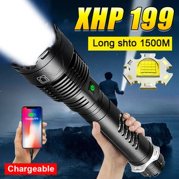 XHP199, мощный фонарик для кемпинга, рыбалки, ручной фонарь с зумом, Перезаряжаемый Водонепроницаемый фонарь, мощный тактический фонарь 18650
