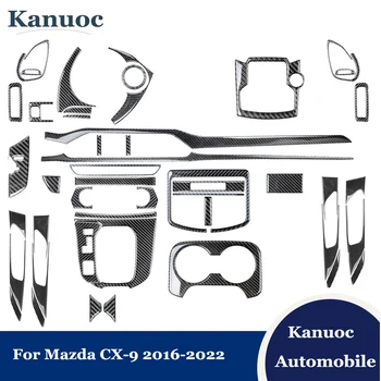 Автомобильные Аксессуары Для Mazda CX-9 2016-2022 Черный Стиль Декоративные наклейки Молдинги для интерьера Автомобиля из углеродного волокна