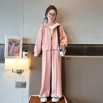 Милый комбинезон, пальто и брюки для девочек, японские повседневные штаны Kawaii Y2k, корейская модная одежда, костюмы, розовые топы, детские костюмы